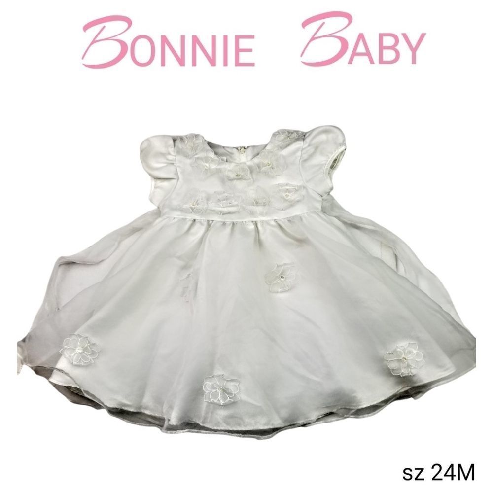 Bonnie Baby White Communion Baptism Easter Church Flower Embellished Dress sz 4